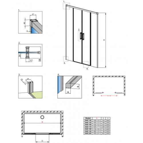 Душові двері RADAWAY Idea Black DWD 140, 387124-54-01