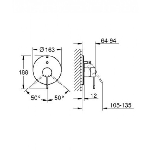 Смеситель однорычажный для ванны/душа , DN 15 Grohe Essence New 19285001