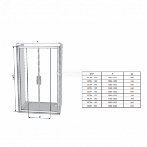 Душевые двери Ravak BLIX BLDP 4 - 200 полир.алюм.+Transparent, 0YVK0C00Z1