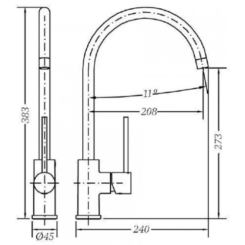 Змішувач для кухонної раковини GENEBRE Tau-401, FRT65401
