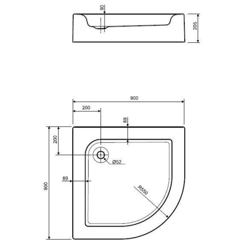 Піддон STANDARD PLUS 90х90 см, з інтегрованою панеллю, XBN1490000