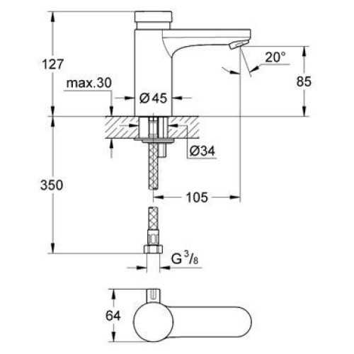 Смеситель для раковины Grohe Eurosmart Cosmopolitan S, 36317000