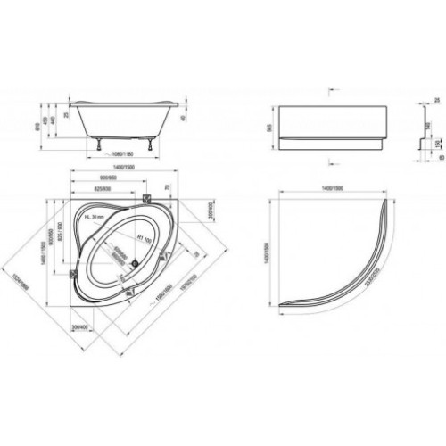 Ванна Ravak NEW DAY 140 X 140 угловая (симметричная), C651000000