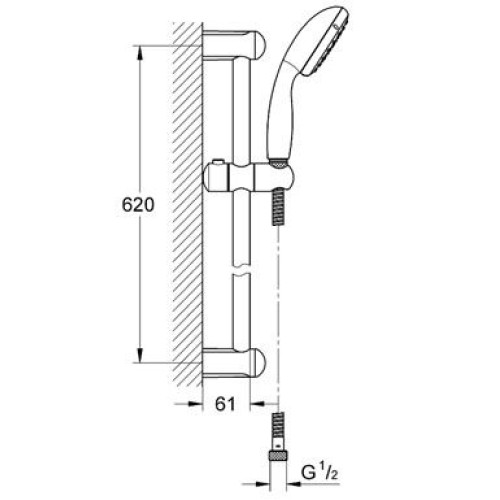 Душевой гарнитур с 2-мя режимами струи Grohe New Tempesta 100, 27598000