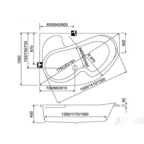 Ванна Koller Pool Montana 170х105 L Левая +сифон A51CRM + ноги