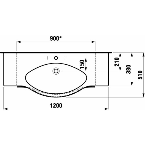 Раковина накладна Laufen PALACE 120x51 см + тримач для рушника, H8127040001041