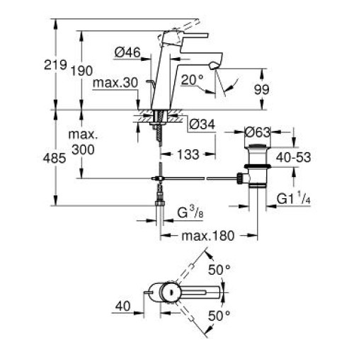 Смеситель однорычажный для раковины Grohe Concetto DN 15 M-Size 23450001