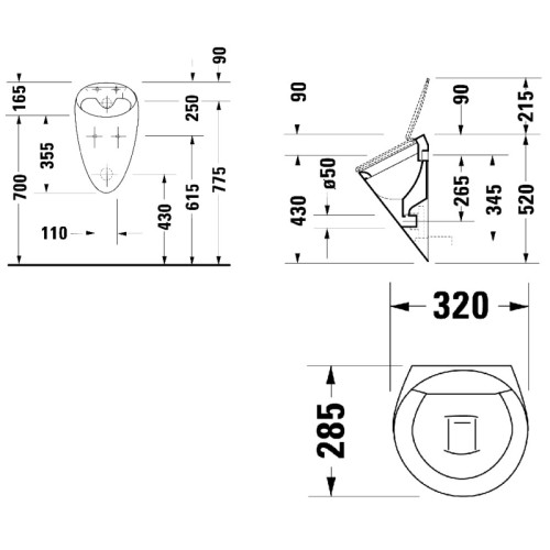 Пісуар DURAVIT STARCK 1 пісуар 32*28,5см (модель без мушки)