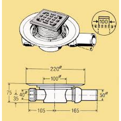 Трап VIEGA Advantix для ванной, горизонтальный D50 (557119)