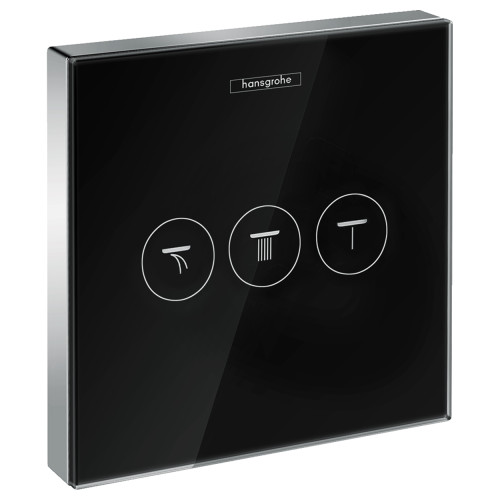 ShowerSelect Модуль с тремя запорными клапанами, стеклянный, черный/хром