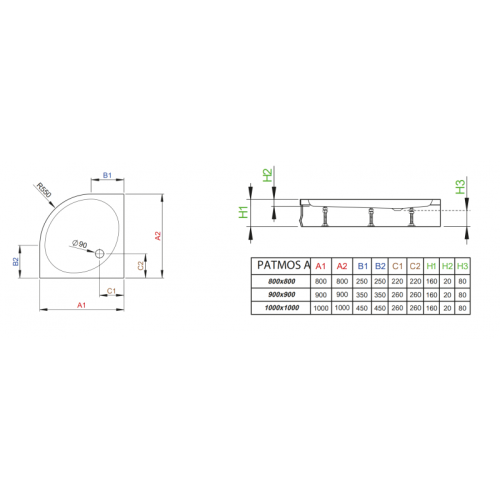 Душевой поддон RADAWAY Patmos A, 80x80, 4S88155-03