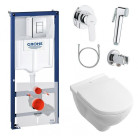 Комплект: Инсталляционная система Grohe Rapid SL + подвесной унитаз V&B O.Novo без ободка с крышкой + набор гигиенического душа, 38770HR7