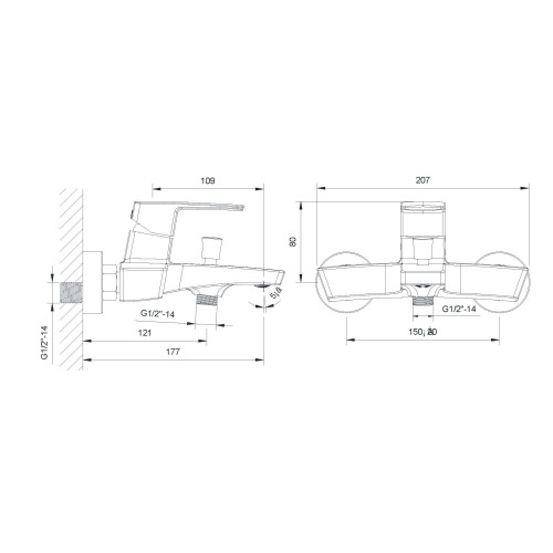 Смеситель для ванны IMPRESE GRAFIKY ZMK041807040