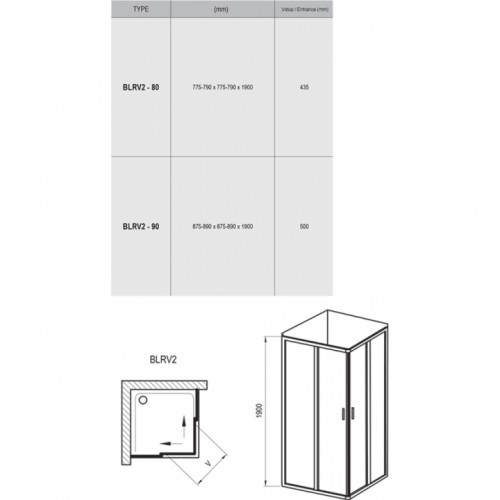 Душовий куточок Ravak BLIX BLRV2-80 білий+transparent, 1LV40100Z1