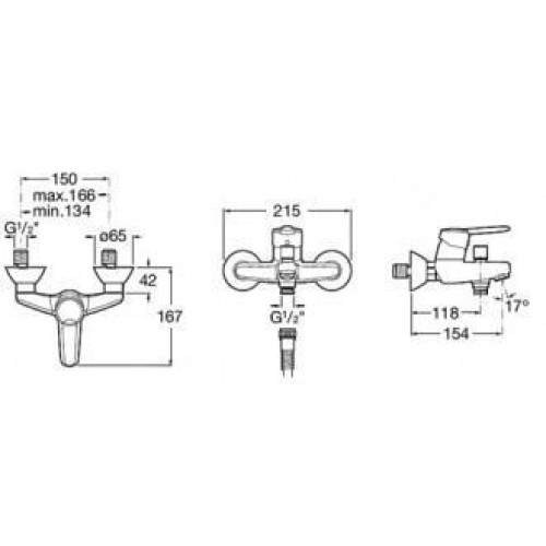 Смеситель для ванной JIKA LYRA PLUS 331282, хром