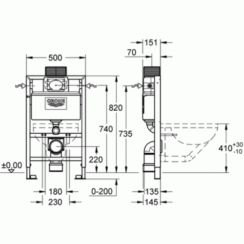 Інсталяційна система Grohe RAPID SL 38526000, для підвісного унітазу