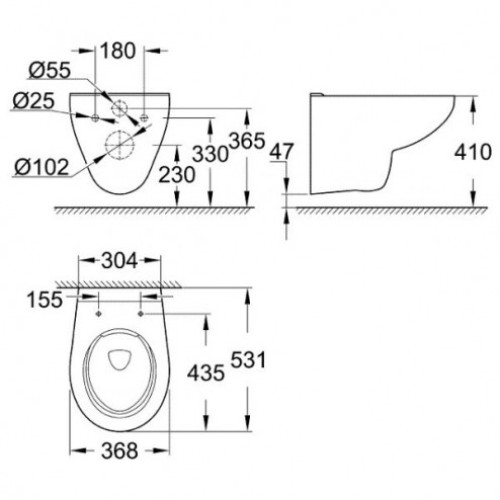 Подвесной унитаз Grohe Bau Ceramic, 39427000