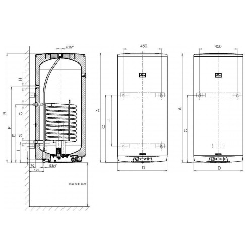 Комбінований водонагрівач Drazice OKC 180 теплообм. 1м2, 180 л. 110420901