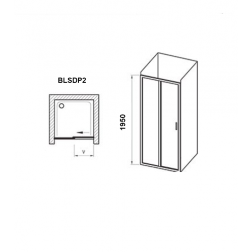 Душові двері Ravak BLIX Slim BLSDP2-100, полірований алюміній + Transparent, X0PMA0C00Z1