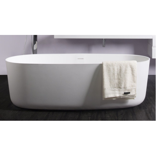 Ванна отдельностоящая VOLLE SOLID surface 168x80x53 см, овальная каменная, 12-40-036
