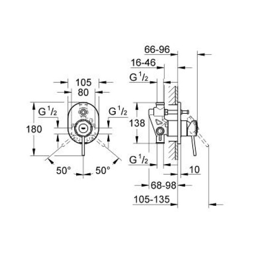 Смеситель для ванны Grohe BauClassic, 29047000