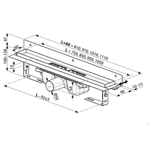 Душевой канал OZW RAVAK CHROME 950, X01630