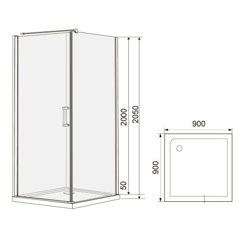 Душевая кабина Eger Rudas 90x90 на мелком поддоне, 599-001/L