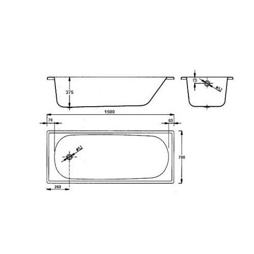 Ванна BLB EUROPA 160 x 70 прямоугольная, без ножек, B60E12001