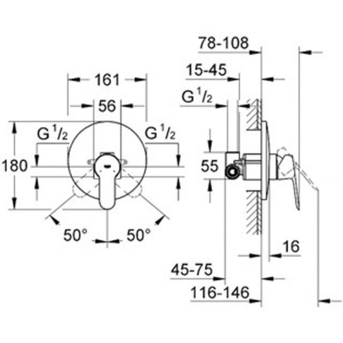 Смеситель однорычажный для душа Grohe BauEdge 29078000