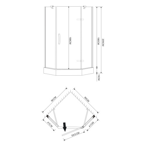 Душевая кабина Eger Stefani 90x90 на мелком поддоне, 599-535