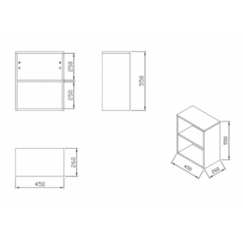 Навісна шафка Ravak SB Natural 450 open біла, X000001055