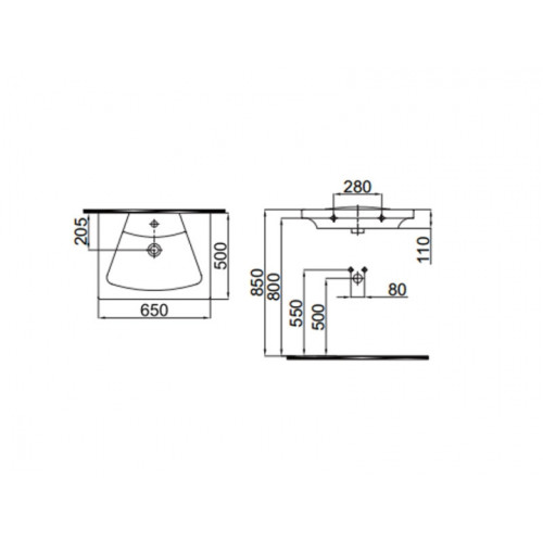 Умывальник Idevit Vega 2801-0505-07 65 см