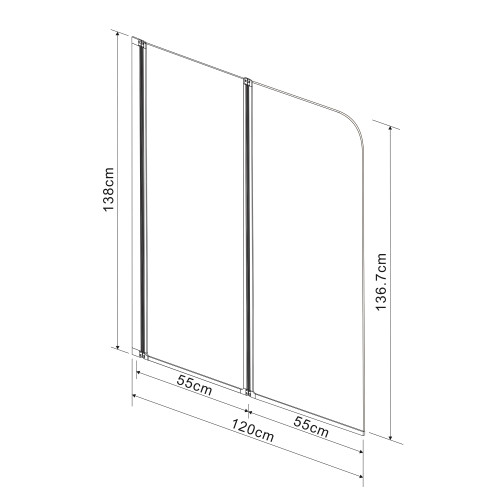 Шторка для ванни EGER 120x138, хром, прозоре скло, 599-121CH