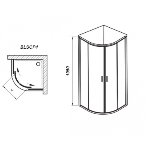 Душевой уголок Ravak BLIX Slim BLSCP4-90, полиров. алюминий + TRANSPARENT, X3BM70C00Z1