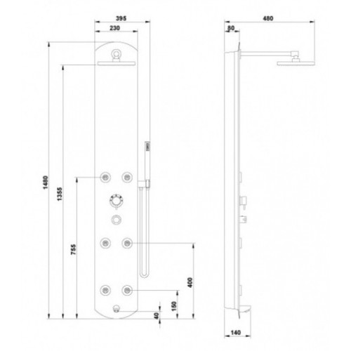 Душевая панель Sanwerk NUI MAX SQUARE SL SW0003070