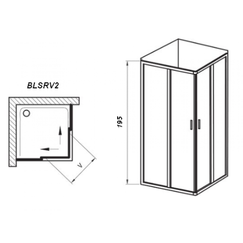 Душова кабіна (Душевий куточок) RAVAK BLIX SLIM BLSRV2-90, Поліров. Алюміній + TRANSPARENT, X1LM70C00Z1
