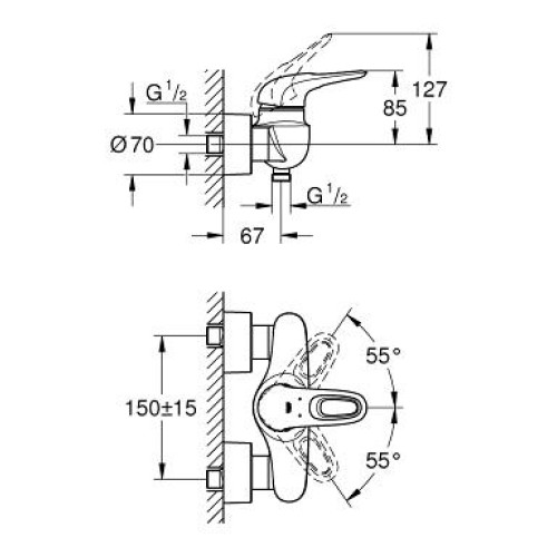 Смеситель для душа GROHE Eurostyle, 33590003