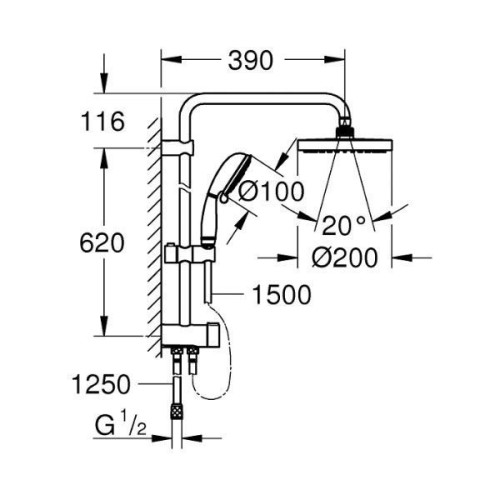 Душевая система с переключателем Grohe New Tempesta Rustic System 200, 27399002