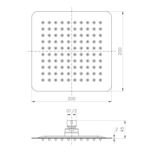Верхний душ IMPRESE, с 1 типом струи, SQ200SS2