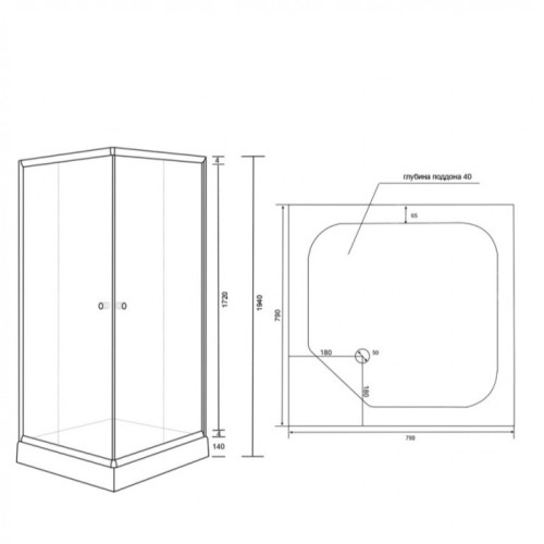 Душова кабіна Lidz Wawel SC80x80.SAT.LOW.GR LWASC8080SATLOWGR