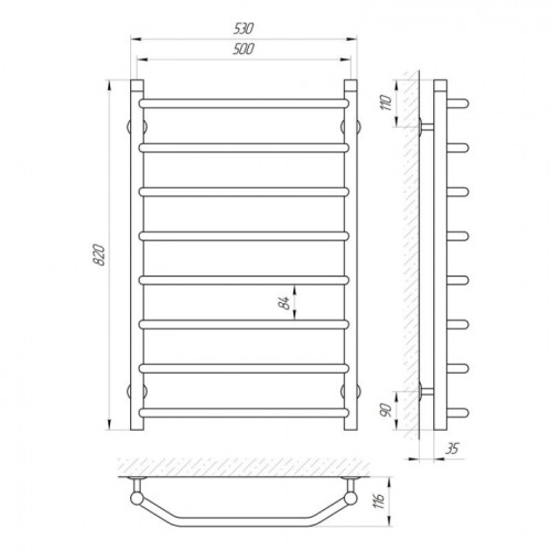 Полотенцесушитель Laris Виктория 500x800 П8-71207049