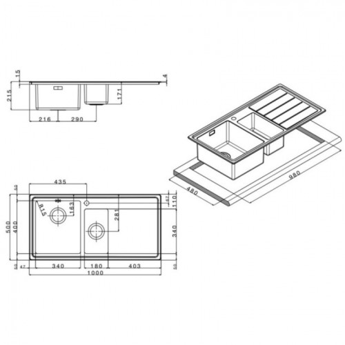 Кухонная мойка Apell Linear Plus Polish LNP1002FRBC