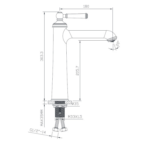 Смеситель для умывальника Imprese Hydrant, 35мм, ZMK031806011