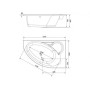 Ванна Cersanit KALIOPE 153 X 100 асимметричная правая с ножками S301-025