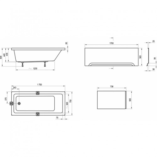 Прямоугольная ванна RAVAK 10° 170X75, CA71000000