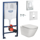 Комплект инсталляции Grohe 38772001 + унитаз Roca GAP Rimless A34H470000 с сидением Soft Close Slim,  A34H470000+38772001+37131000