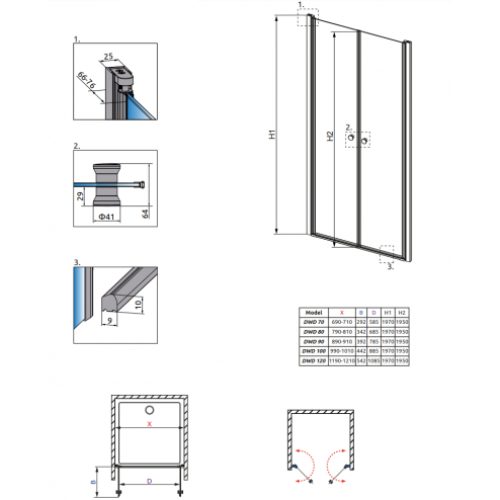 Душевая дверь RADAWAY Eos DWD 70, 37783-01-01N