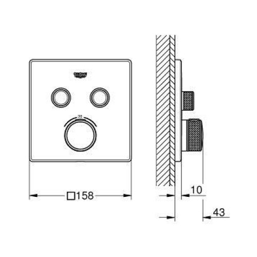 Внешняя часть смесителя на 2 выхода GROHE GROHTHERM SMARTCONTROL, 29124000