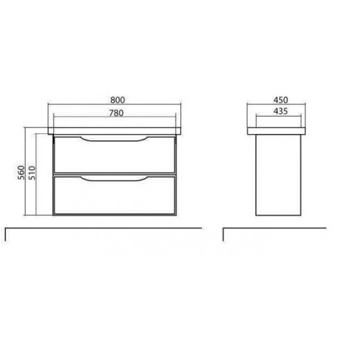Тумба AQUA RODOS Венеція з умивальником Frame 80 см консольна, АР000040228