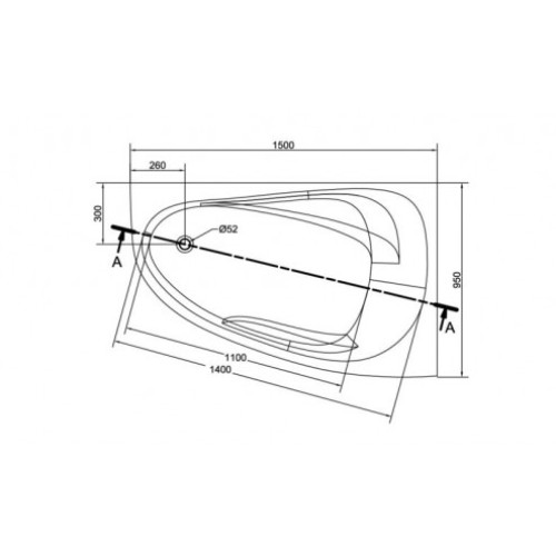Ванна Cersanit JOANNA NEW 150 X 95 асимметричная Правая + ножки, S301-168